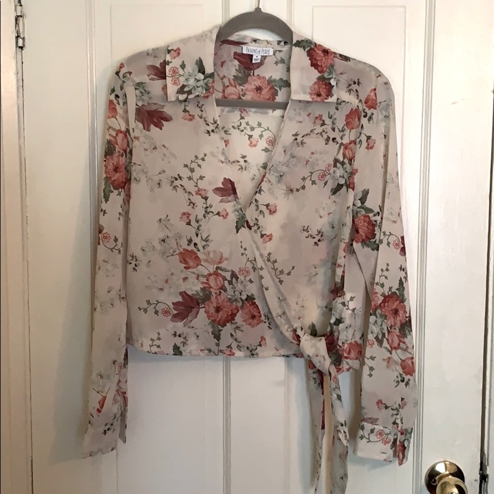 NWOT Patrons of Peace - faux-wrap floral top